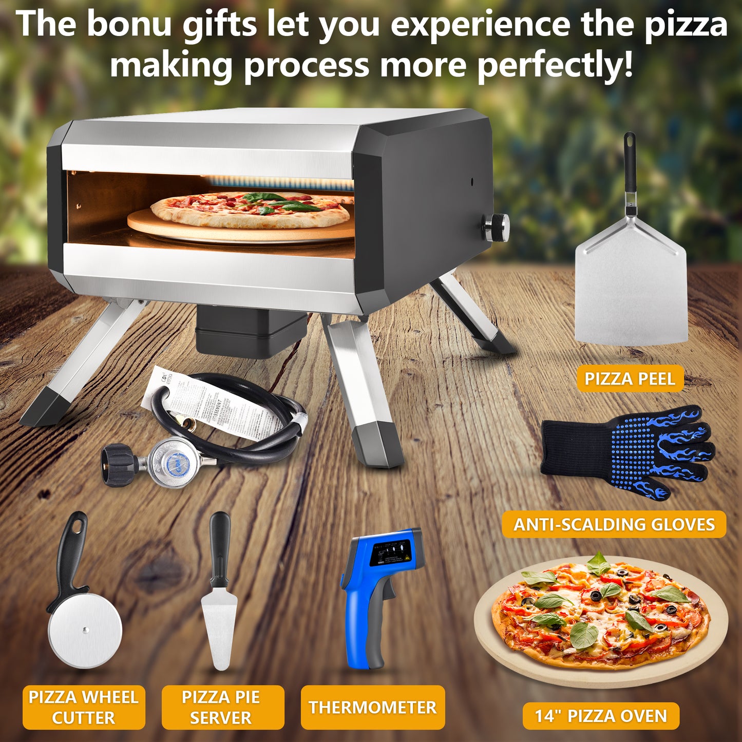AOSION Gas Pizza Oven Includes the Following Items