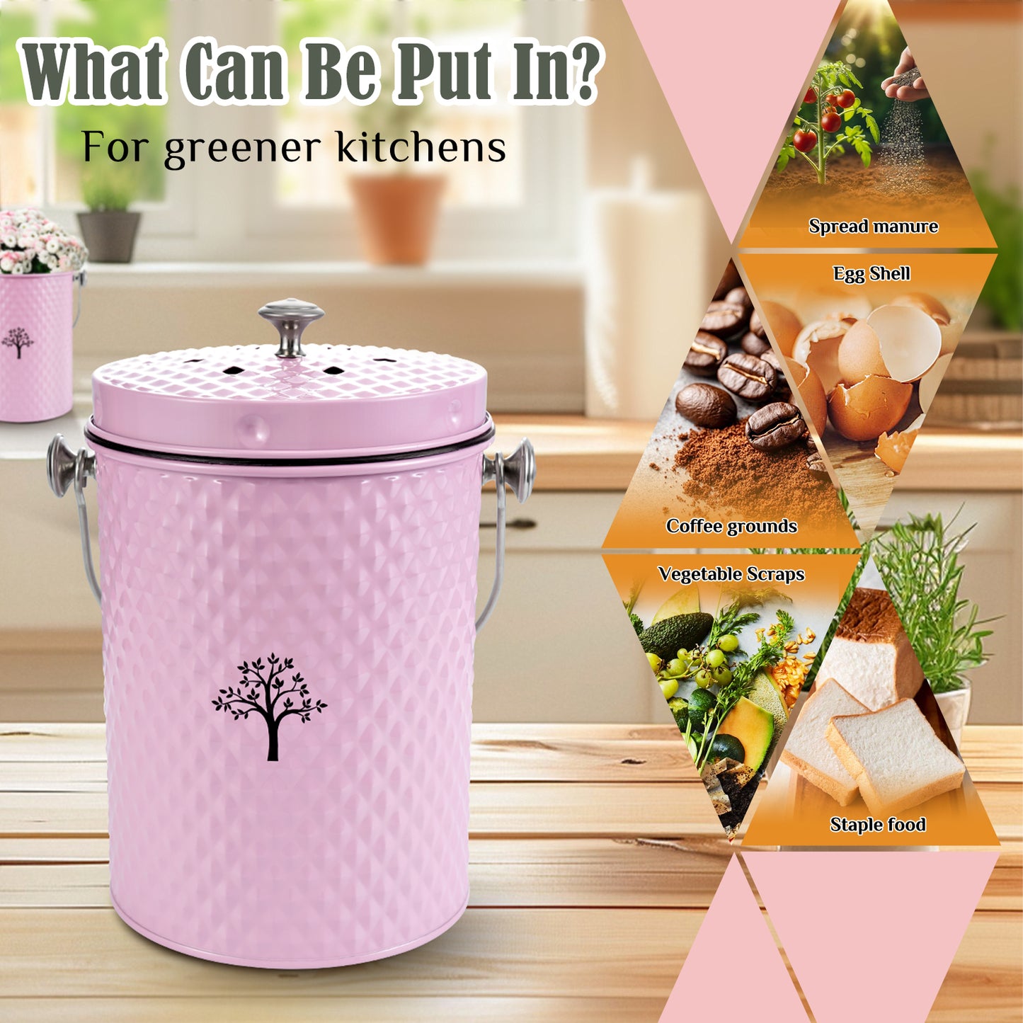 AOIOSN Countertop Compost Bin Kitchen,Odorless Indoor Compost Bin