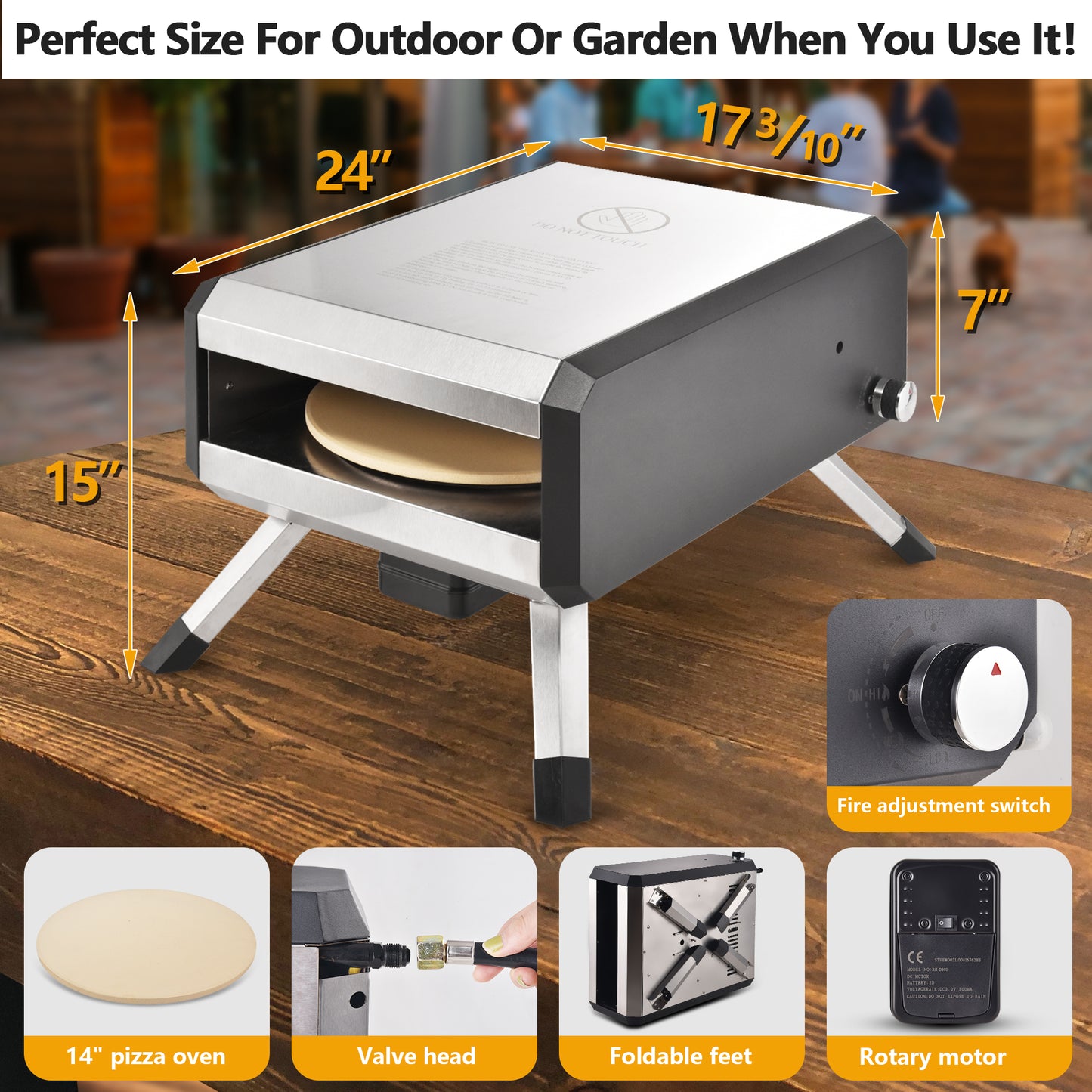 AOSION Outdoor Propane Pizza Oven Dimensions and details