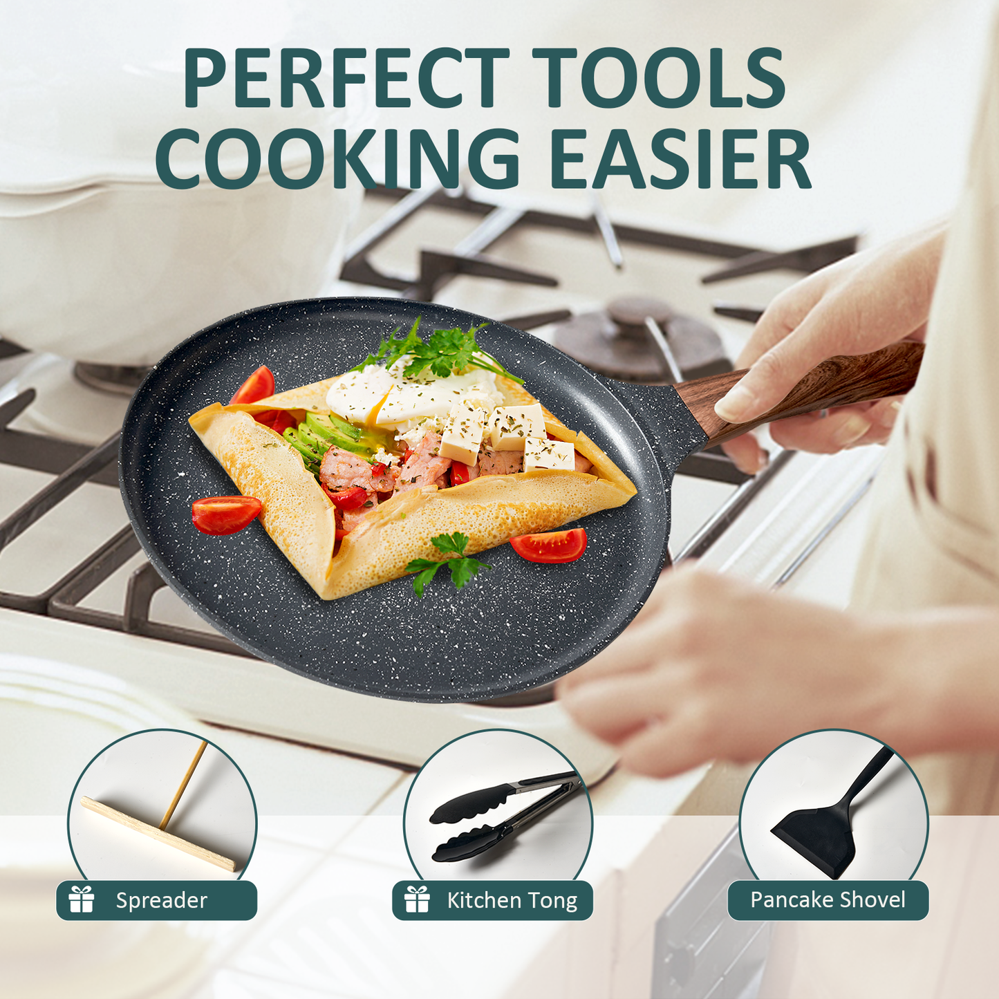 AOSION Crepe Pan,Dosa Pan Non Stick
