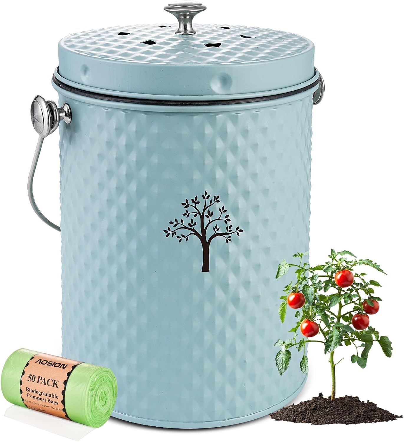 AOSION Countertop Compost Bin Kitchen,Odorless Indoor Compost Bin