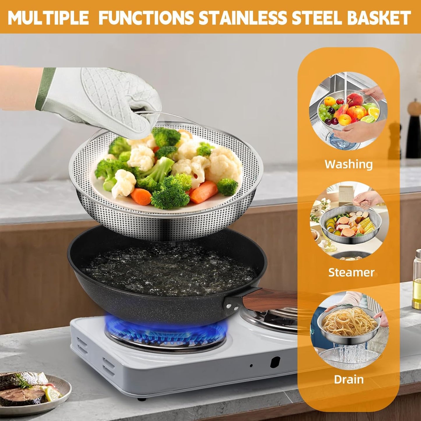 AOSION 13'' Nonstick Wok,Woks & Stir-Fry Pans Non Stick Wok