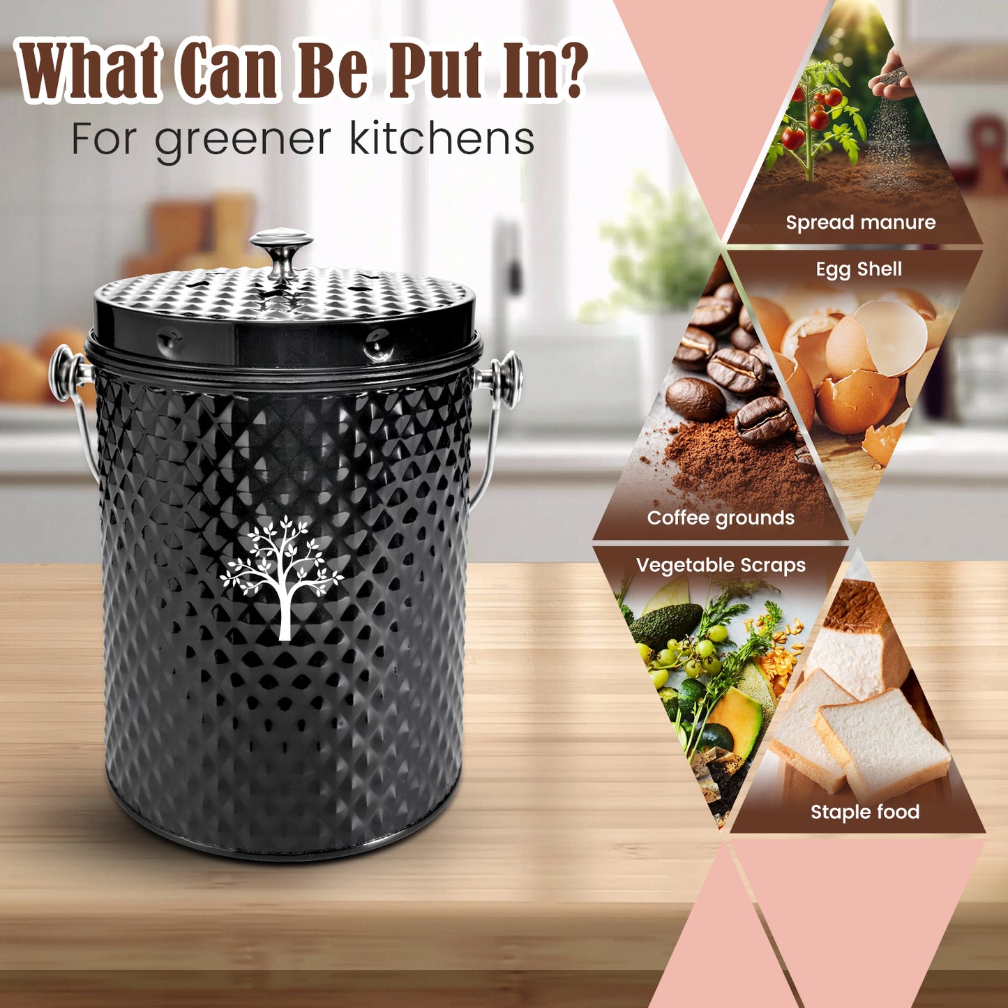 AOIOSN Countertop Compost Bin Kitchen,Odorless Indoor Compost Bin