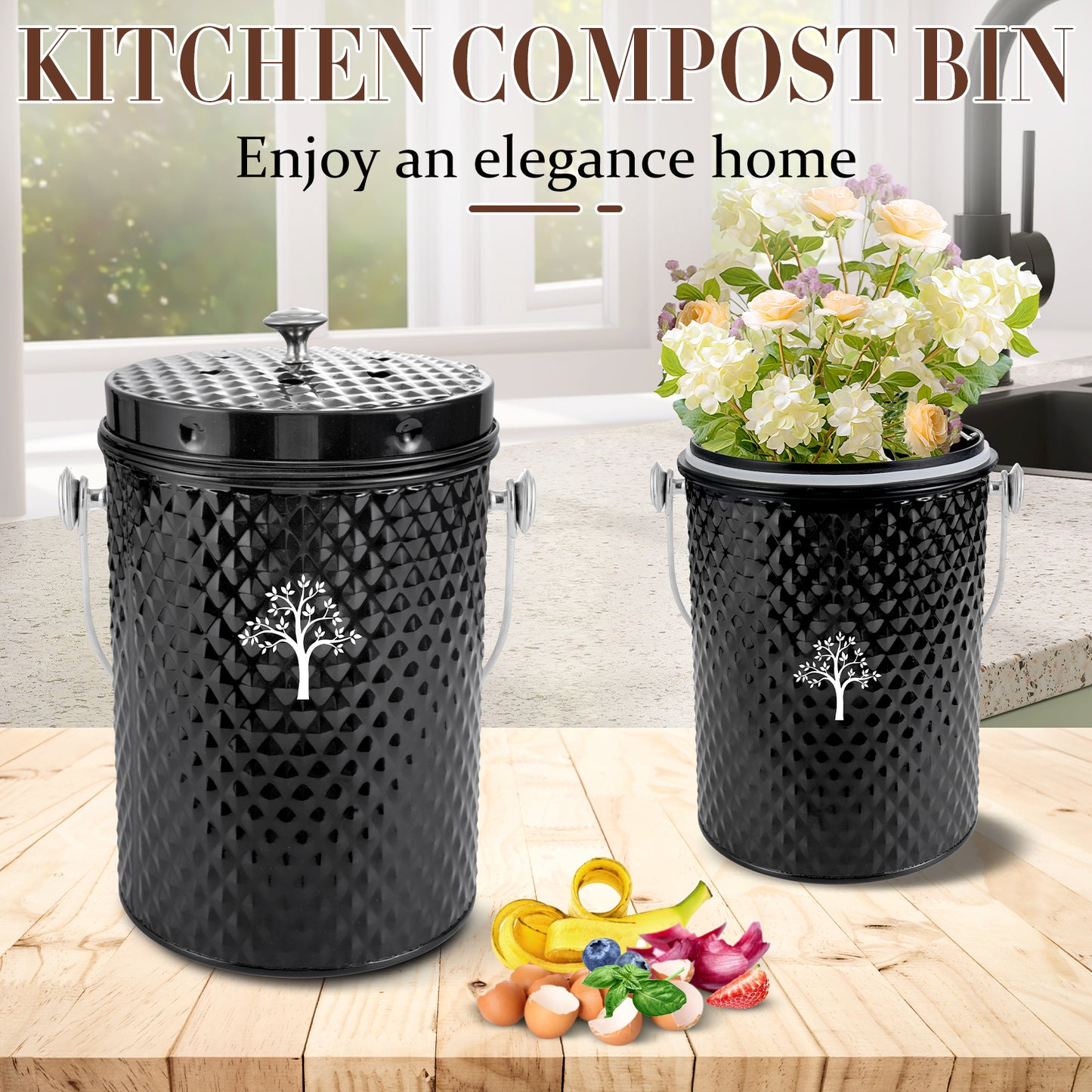 AOIOSN Countertop Compost Bin Kitchen,Odorless Indoor Compost Bin