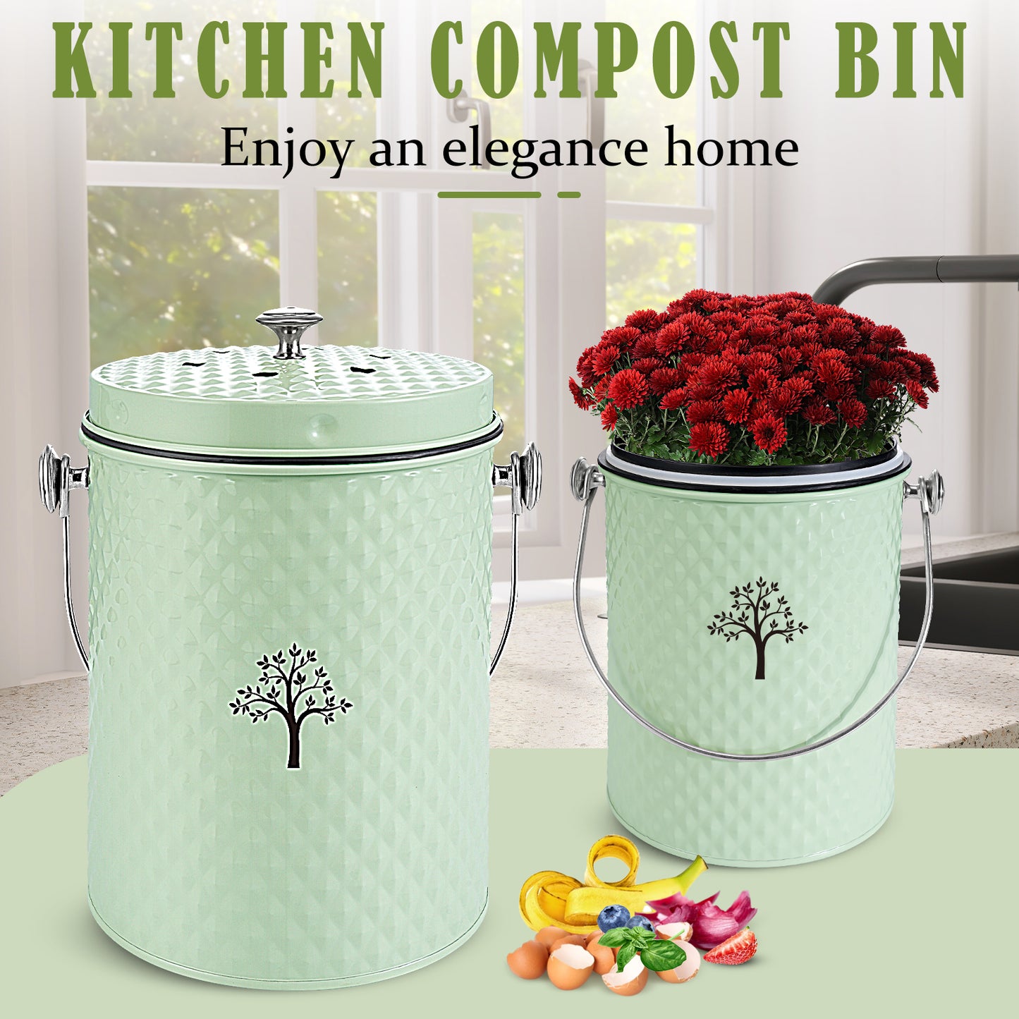 AOIOSN Countertop Compost Bin Kitchen,Odorless Indoor Compost Bin