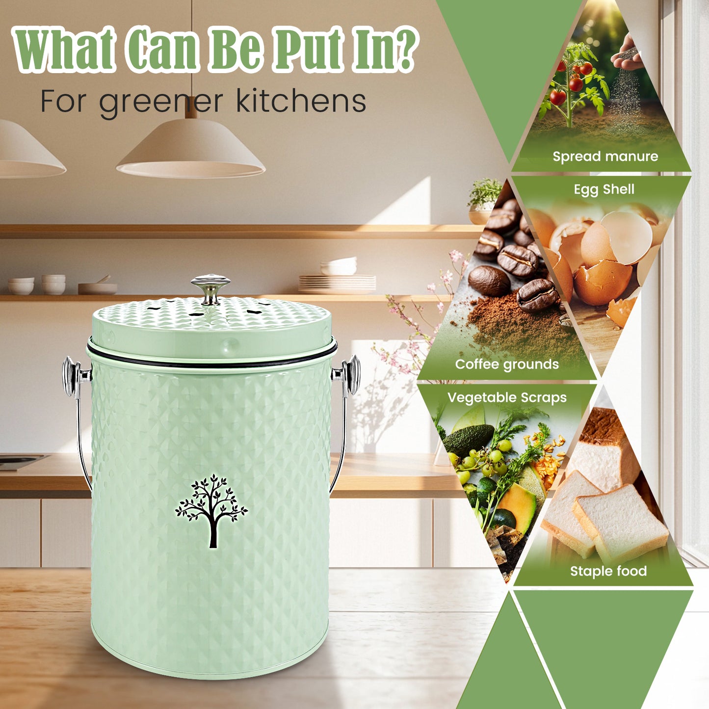 AOIOSN Countertop Compost Bin Kitchen,Odorless Indoor Compost Bin
