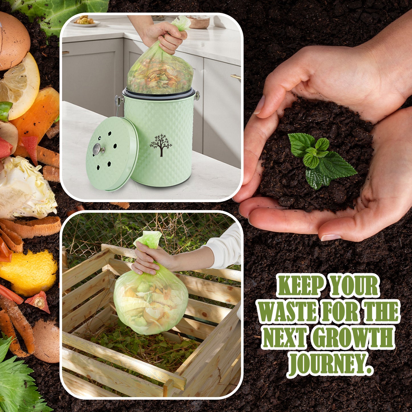 AOIOSN Countertop Compost Bin Kitchen,Odorless Indoor Compost Bin