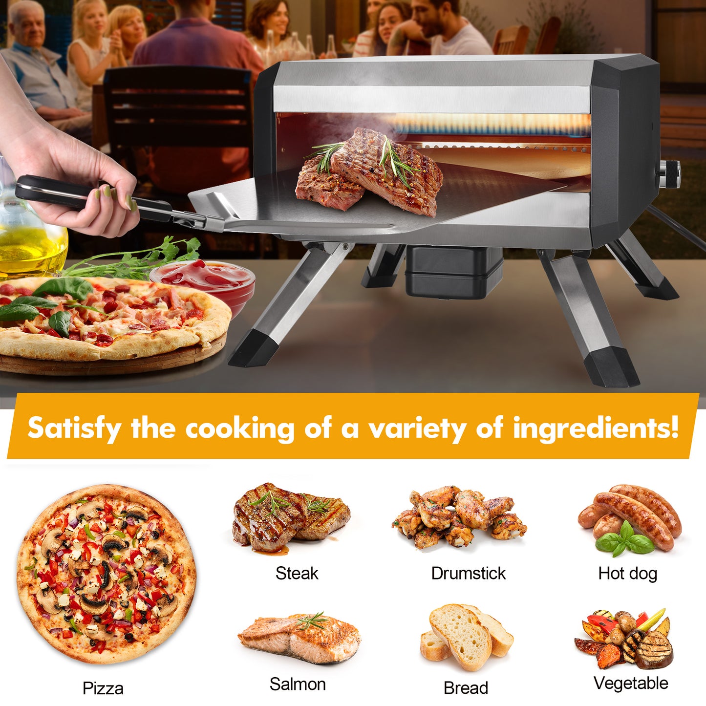 AOSION Outdoor Propane Oven Statisfy Cooking of Various Ingredients