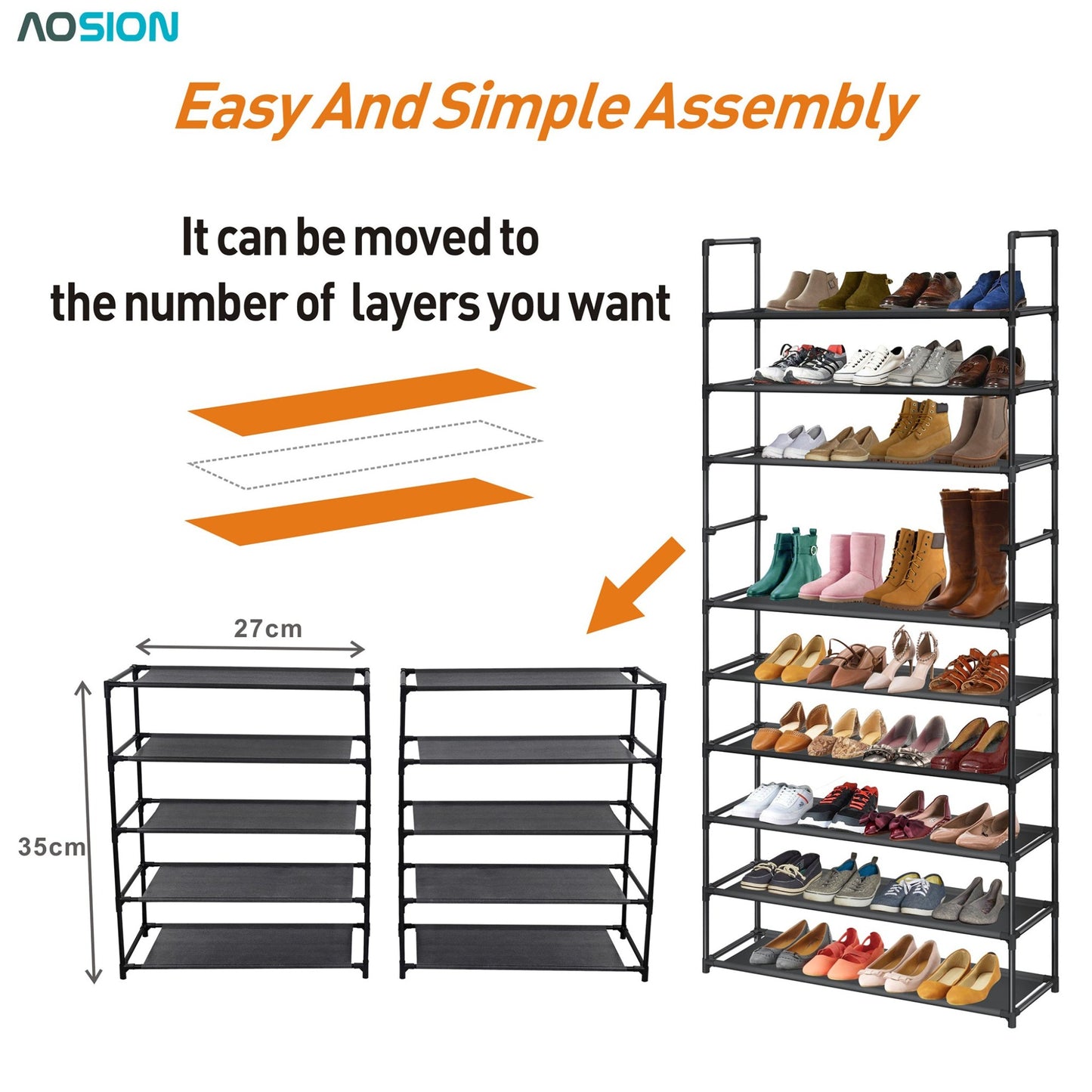 AOSION Stackable Shoe Rack is Easy and Simple to Assemble