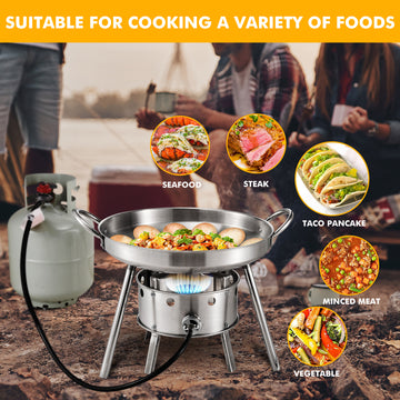 16 Inch Comal Stainless Steel Concave Frying Gas Stove Outdoors
