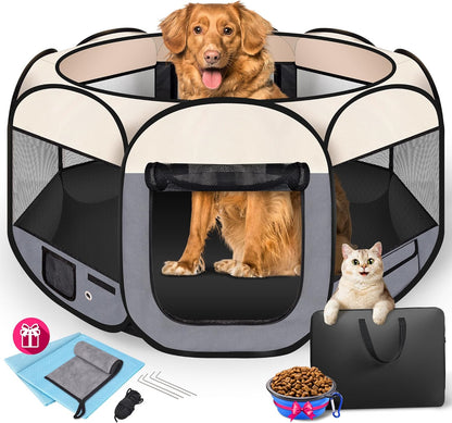 foldable pet tent 45" Foldable Pet Playpen for Large Dogs, HOMAGICO Pet Playpen for Indo – AOSION