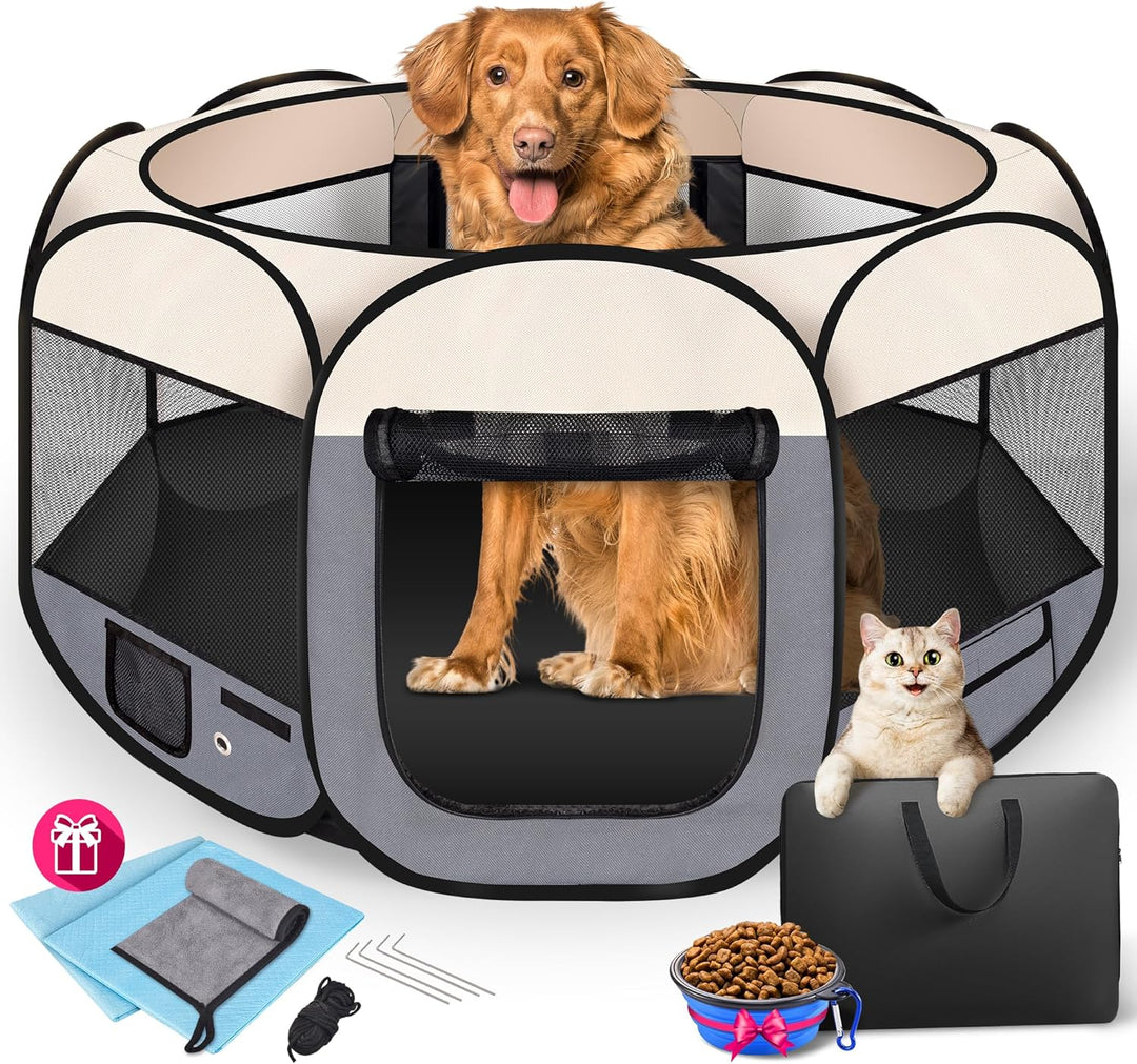 dog play tent 45" Foldable Pet Playpen for Large Dogs, HOMAGICO Pet Playpen for Indo –  AOSION