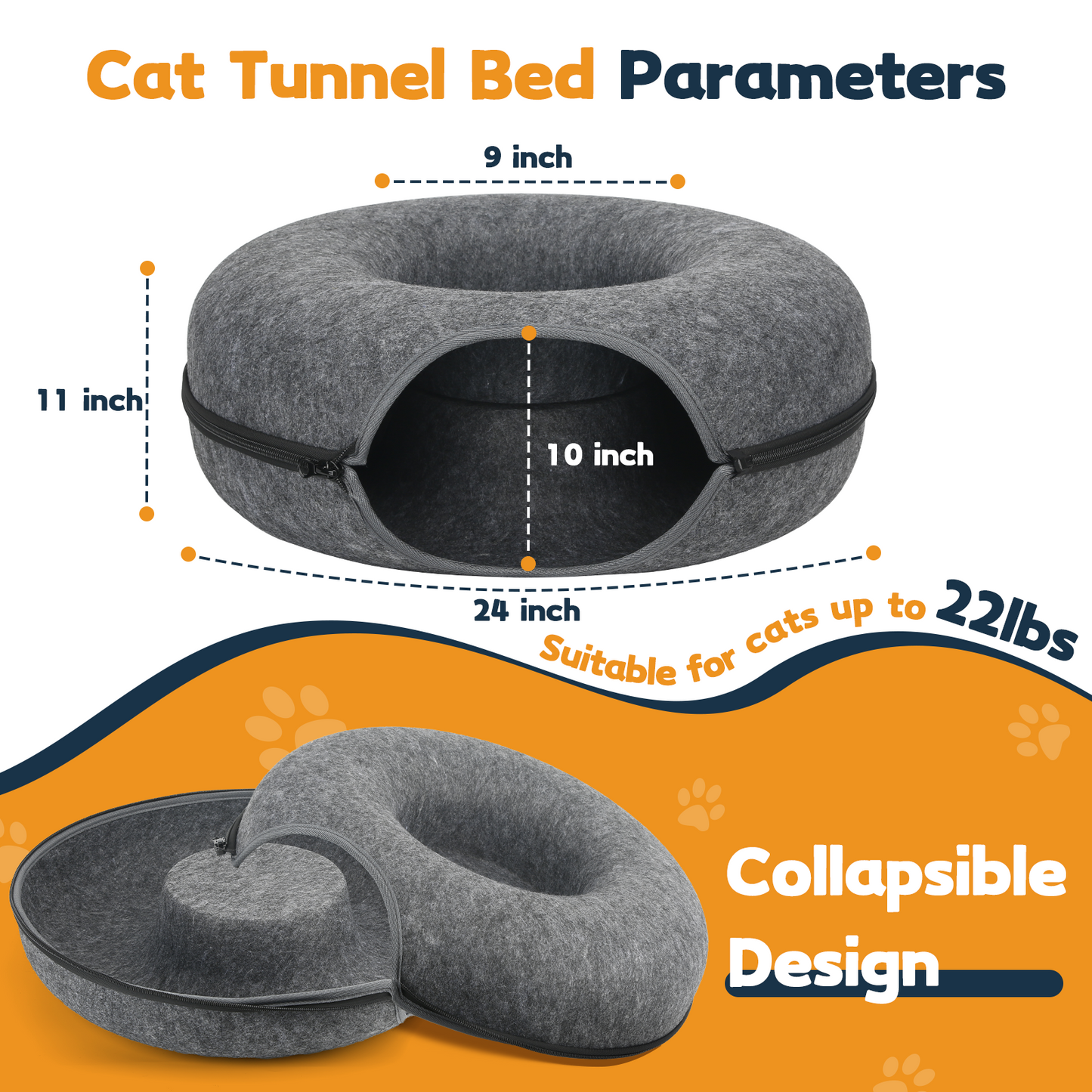 AOSION Peekaboo Cat Cave,Cat Donut Bed With Pet Blanket