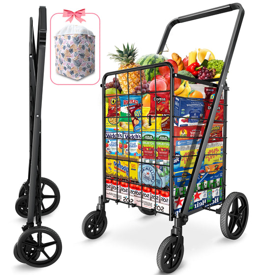 AOSION Grocery Cart With Wheelsr,Rolling Shopping Cart